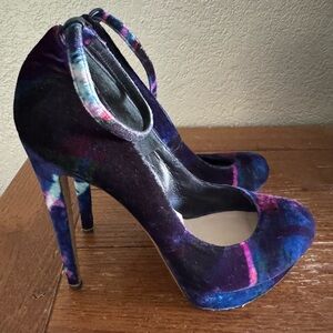 Nicholas Kirkwood+Erdem Printed Velvet Platform Heels Artsy Holiday NewYears 9.5